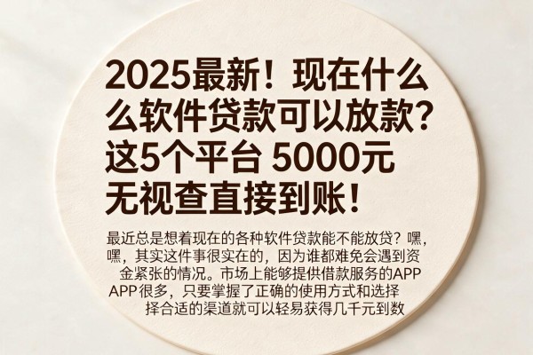 2025最新!现在什么软件贷款可以放款?这5个平台5000元无视查直接到账!