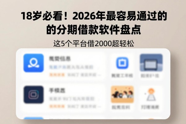 18岁必看!2026年最容易通过的分期借款软件盘点,这5个平台借2000超轻松
