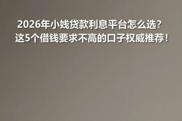 2026年小额贷款利息平台怎么选?这5个借钱要求不高的口子权威推荐!