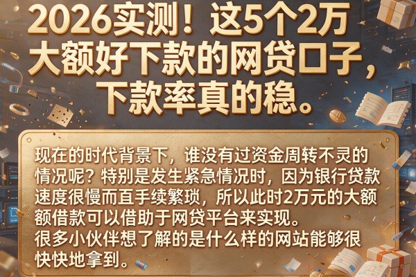 2026实测!这5个2万大额好下款的网贷口子,下款率真的稳