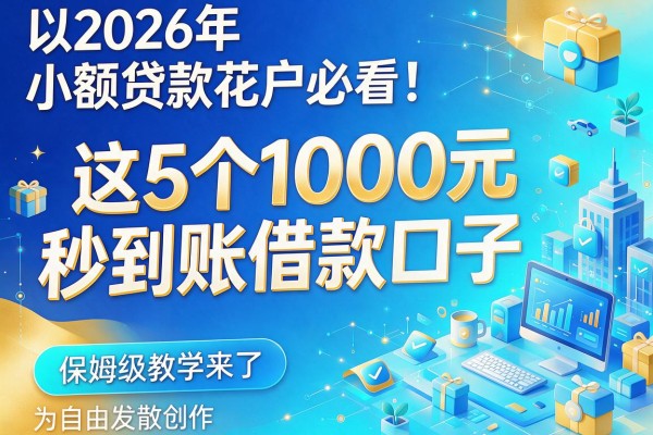 2026年小额贷款花户必看!这5个1000元秒到账借款口子,保姆级教学来了