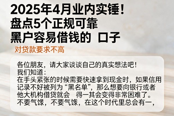 2025年4月业内实锤!盘点5个正规可靠、黑户容易借钱的口子,对贷款要求不高