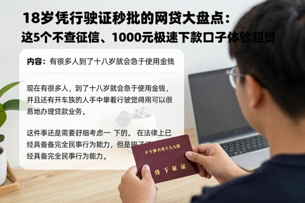 18岁凭行驶证秒批的网贷大盘点:这5个不查征信、1000元极速下款的口子体验超赞