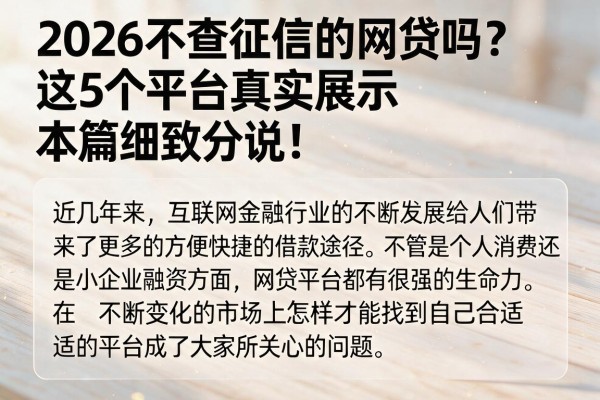 2026不查征信的网贷吗?这5个平台真实展示,本篇细致分说!