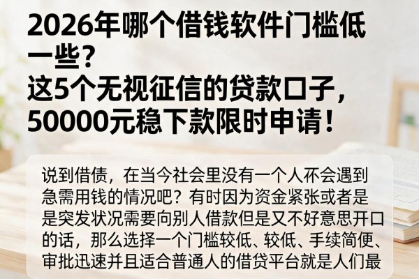 2026年哪个借钱软件门槛低一些?这5个无视征信的贷款口子,50000元稳下款限时申请!