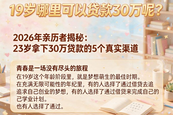 19岁哪里可以贷款30万呢？2026年亲历者揭秘：23岁拿下30万贷款的5个真实渠道