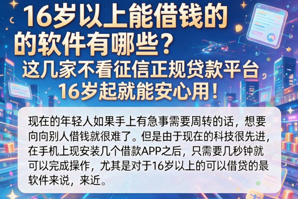 16岁以上能借钱的软件有哪些?这几家不看征信正规贷款平台,16岁起就能安心用!