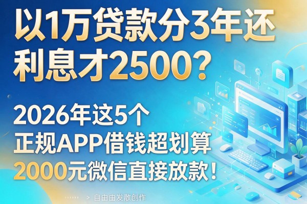 1万贷款分3年还，利息才2500？2026年这5个正规APP借钱超划算，2000元微信直接放款！