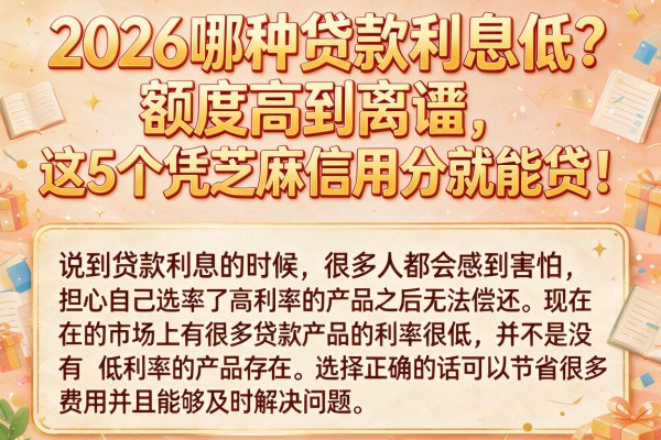 2026哪种贷款利息低?额度高到离谱,这5个凭芝麻信用分就能贷!