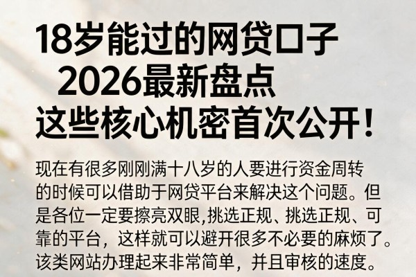 18岁能过的网贷口子2026最新盘点,这些核心机密首次公开!