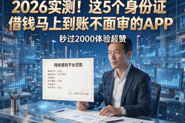 2026实测!这5个身份证借钱马上到账不面审的APP,秒过2000体验超赞