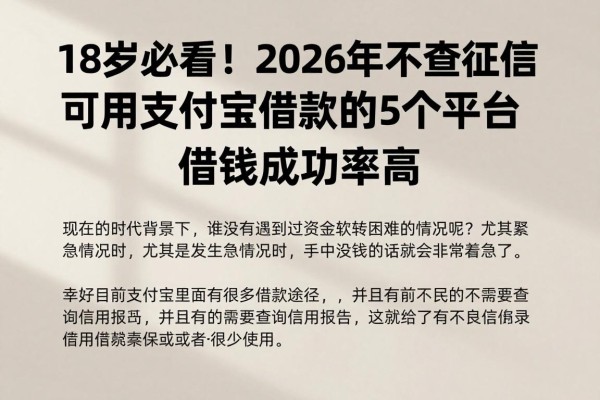 18岁必看！2026年不查征信可用支付宝借款的5个平台，借钱成功率高