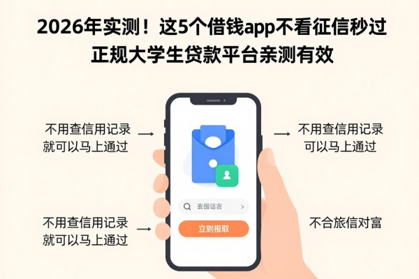 2026年实测!这5个借钱app不看征信秒过,正规大学生贷款平台亲测有效