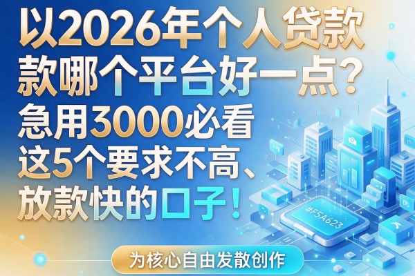2026年个人贷款哪个平台好一点?急用3000必看这5个要求不高、放款快的口子!
