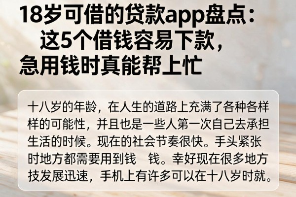 18岁可借的贷款app盘点:这5个借钱容易下款,急用钱时真能帮上忙