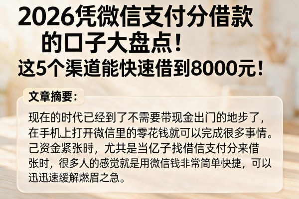 2026凭微信支付分借款的口子大盘点!这5个渠道能快速借到8000元
