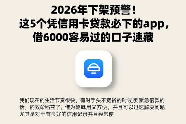 2026年下架预警！这5个凭信用卡贷款必下的app，借6000容易过的口子速藏