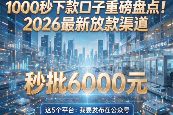 1000秒下款口子重磅盘点！2026最新放款渠道，这5个平台秒批6000元