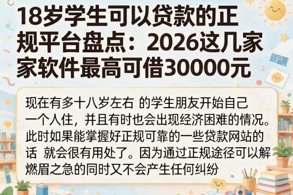 18岁学生可以贷款的正规平台盘点:2026这几家软件最高可借30000元