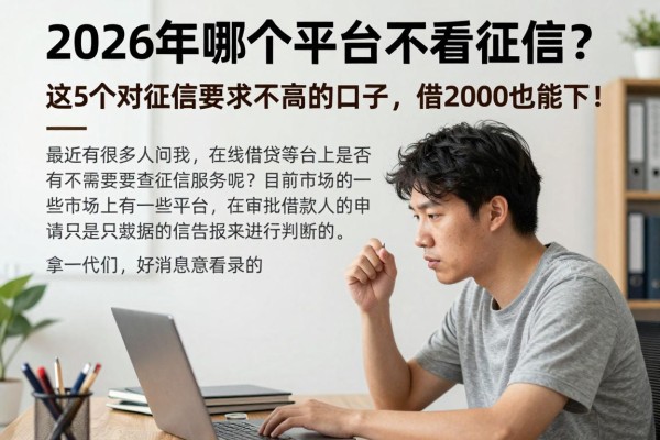 2026年哪个平台不看征信？这5个对征信要求不高的口子，借2000也能下！