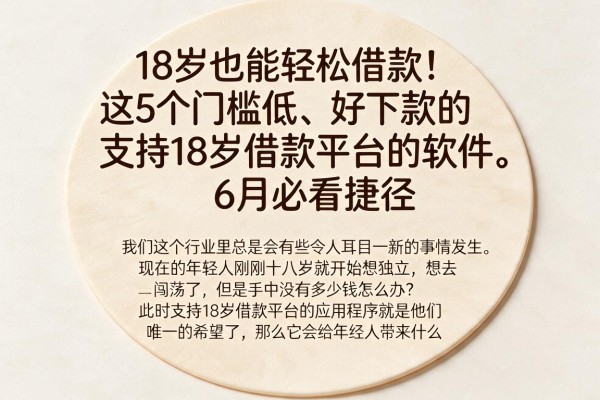 18岁也能轻松借款！这5个门槛低、好下款的支持18岁借款平台的软件，6月必看捷径