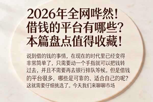 2026年全网哗然!借钱的平台有哪些?本篇盘点值得收藏!