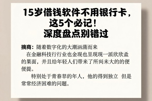 15岁借钱软件不用银行卡,这5个必记!深度盘点别错过