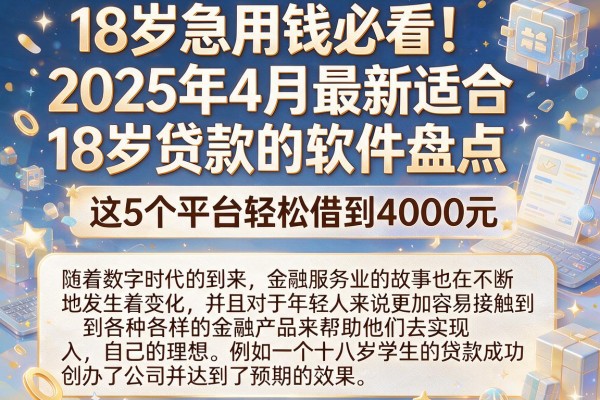 18岁急用钱必看！2025年4月最新适合18岁贷款的软件盘点，这5个平台轻松借到4000元