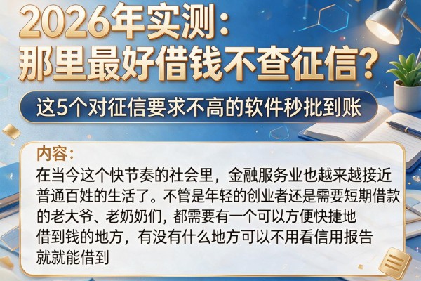 2026年实测：那里最好借钱不查征信？这5个对征信要求不高的软件秒批到账