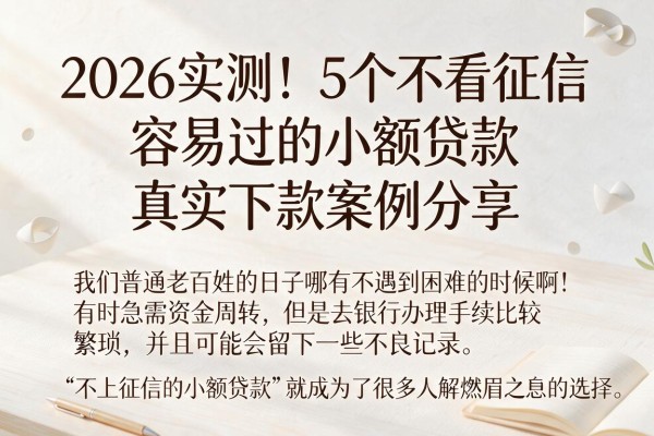 2026实测!5个不看征信容易过的小额贷款,真实下款案例分享
