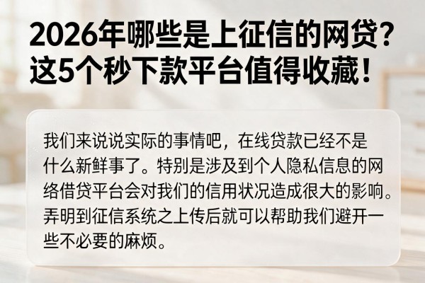 2026年哪些是上征信的网贷?这5个秒下款平台值得收藏!
