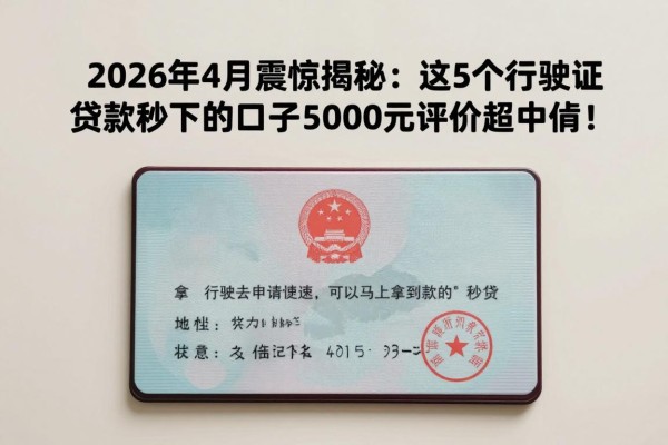 2026年4月震惊揭秘:这5个行驶证贷款秒下的口子要求不高,5000元评价超中肯!