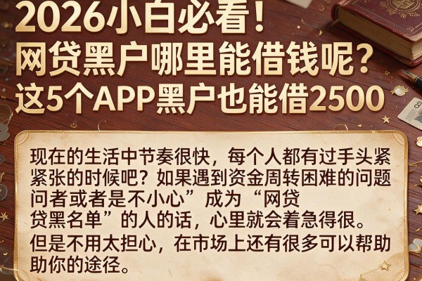 2026小白必看!网贷黑户哪里能借钱呢?这5个APP黑户也能借2500