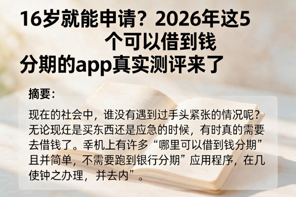 16岁就能申请?2026年这5个可以借到钱分期的app真实测评来了
