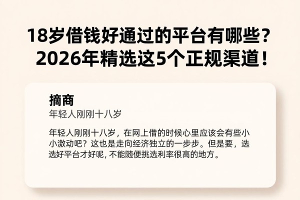 18岁借钱好通过的平台有哪些?2026年精选这5个正规渠道!
