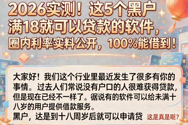 2026实测!这5个黑户满18就可以贷款的软件,圈内利率实料公开,100%能借到!