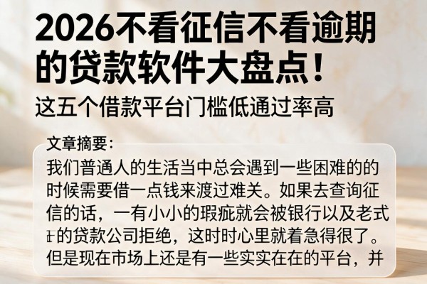 2026不看征信不看逾期的贷款软件大盘点!这五个借款平台门槛低通过率高