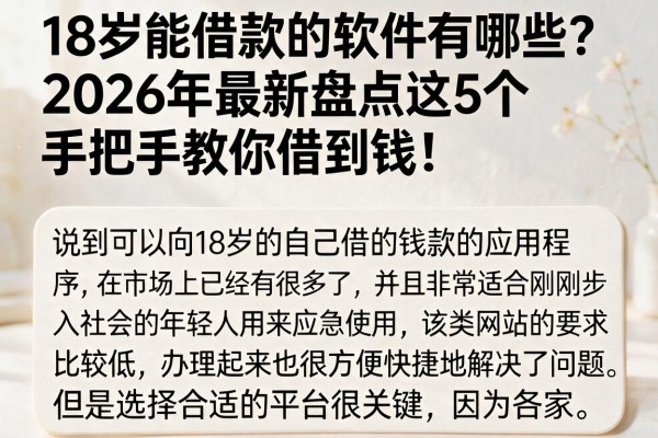 18岁能借款的软件有哪些?2026年最新盘点这5个,手把手教你借到钱!