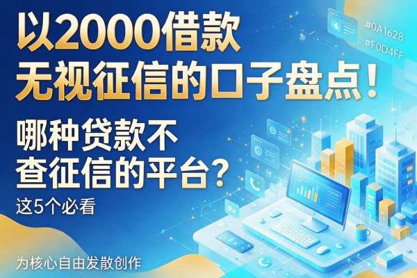 2000借款无视征信的口子盘点!哪种贷款不查征信的平台?这5个必看
