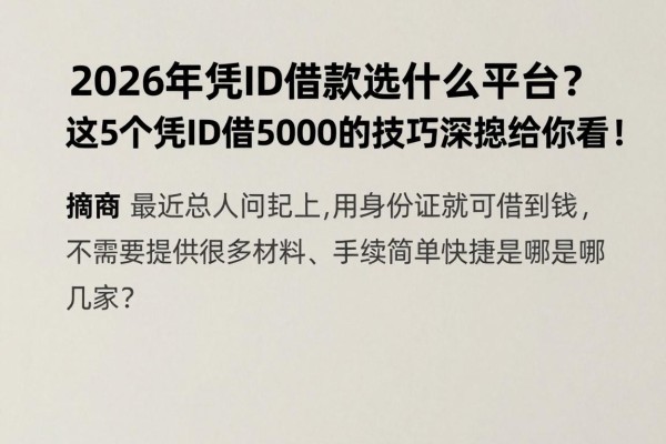 2026年凭ID借款选什么平台？这5个凭ID借5000的技巧深挖给你看！