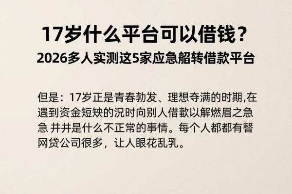 17岁什么平台可以借钱？2026多人实测这5家应急周转借款平台