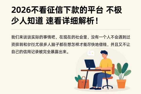2026不看征信下款的平台极少人知道,速看详细解析!