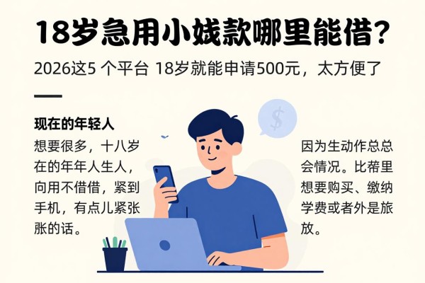 18岁急用小额贷款哪里能借?2026这5个平台18岁就能申请500元,太方便了