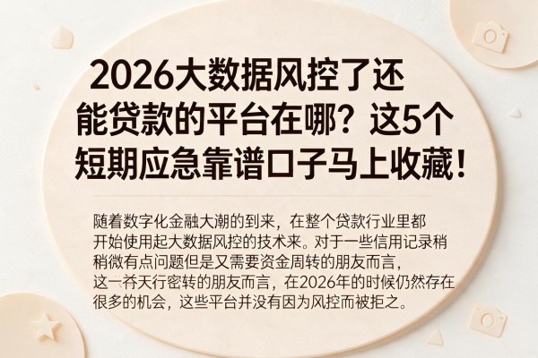 2026大数据风控了还能贷款的平台在哪?这5个短期应急靠谱口子马上收藏!