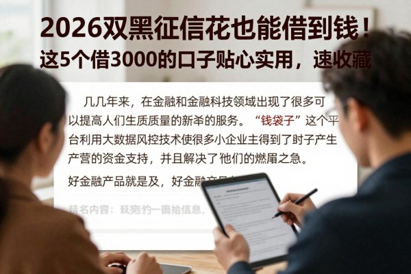 2026双黑征信花也能借到钱！这5个借3000的口子贴心实用，速收藏