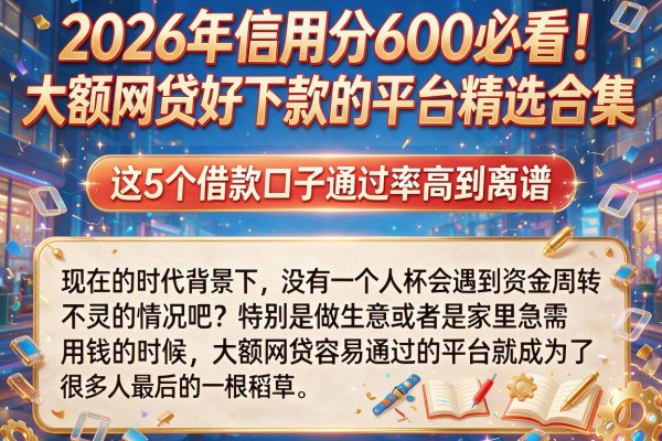 2026年信用分600必看!大额网贷好下款的平台精选合集,这5个借款口子通过率高到离谱