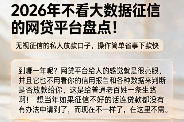 2026年不看大数据征信的网贷平台盘点!无视征信的私人放款口子,操作简单省事下款快