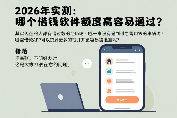2026年实测:哪个借钱软件额度高容易通过?这5个对资质要求不高的APP口碑很实在