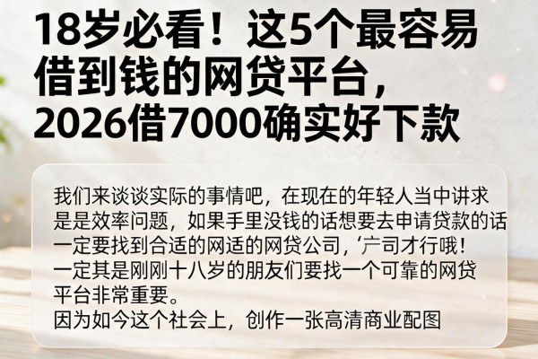 18岁必看！这5个最容易借到钱的网贷平台，2026借7000确实好下款