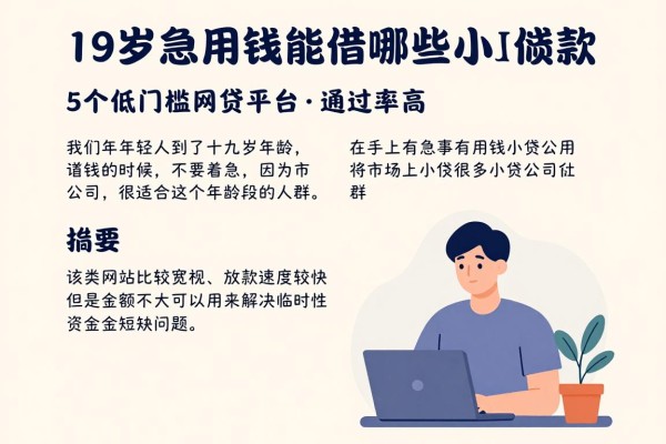 19岁急用钱能借哪些小额贷款这5个低门槛网贷平台通过率高